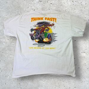 Rat Fink THINK FAST T-Shirt 2XL Ed Roth Hot Rod Drag Racing Big Daddy